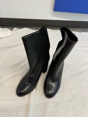 Stuart Weitzman Black Leather Mid-Calf Booties